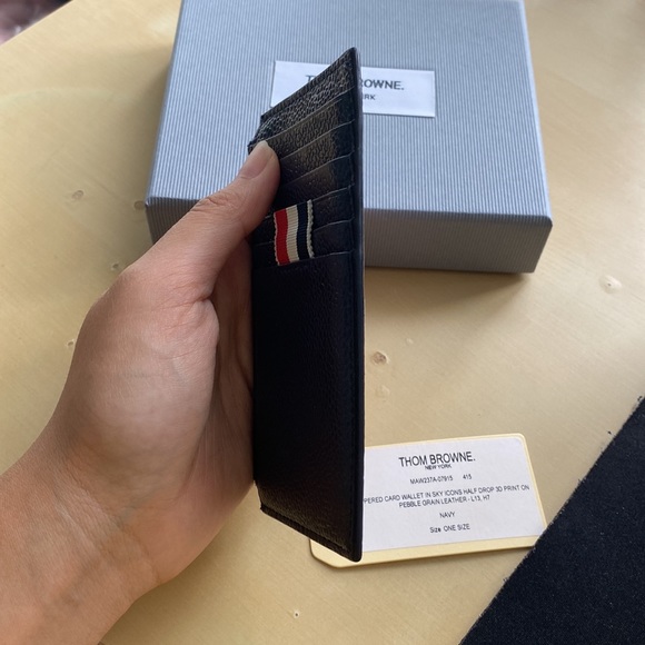 THOM BROWNE Navy Sky Icons Zip Card Wallet - Picture 10 of 13